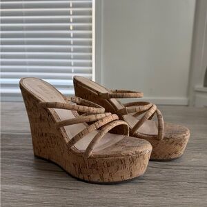 Schutz Cork Wedge Sandals size 8